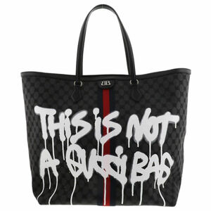 BALENCIAGA Hacker Graffiti Tote Bag Limited Edition of Canvas Navy Blue